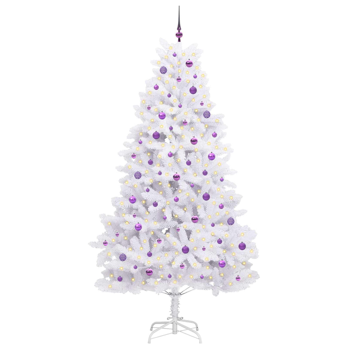 Artificial Hinged Christmas Tree White 240 cm PVC and Steel