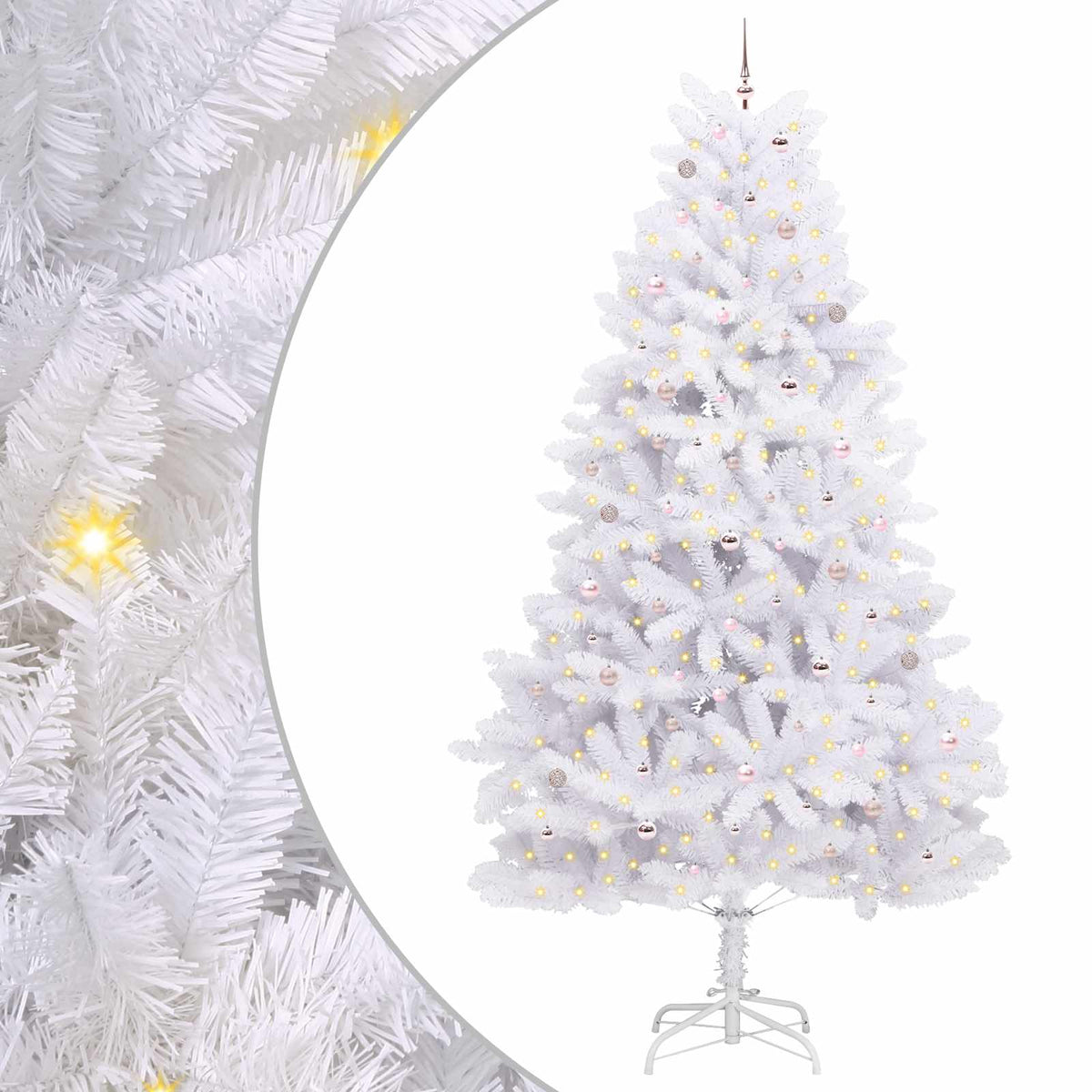 Artificial Hinged Christmas Tree White 300 cm PVC and Steel