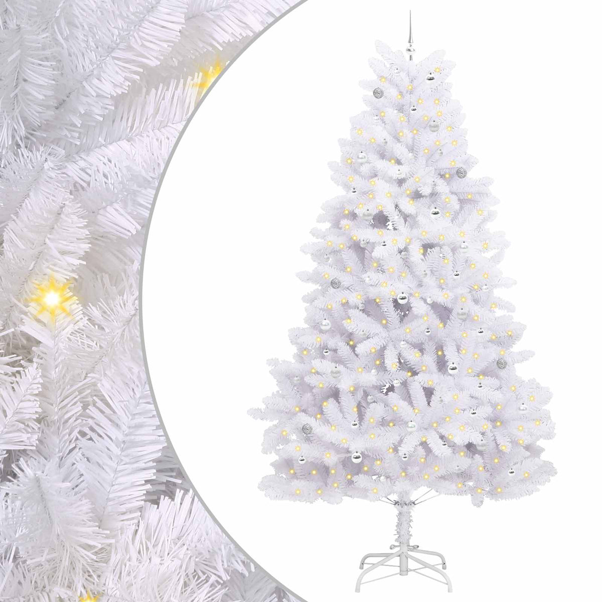 Artificial Hinged Christmas Tree White 300 cm PVC and Steel