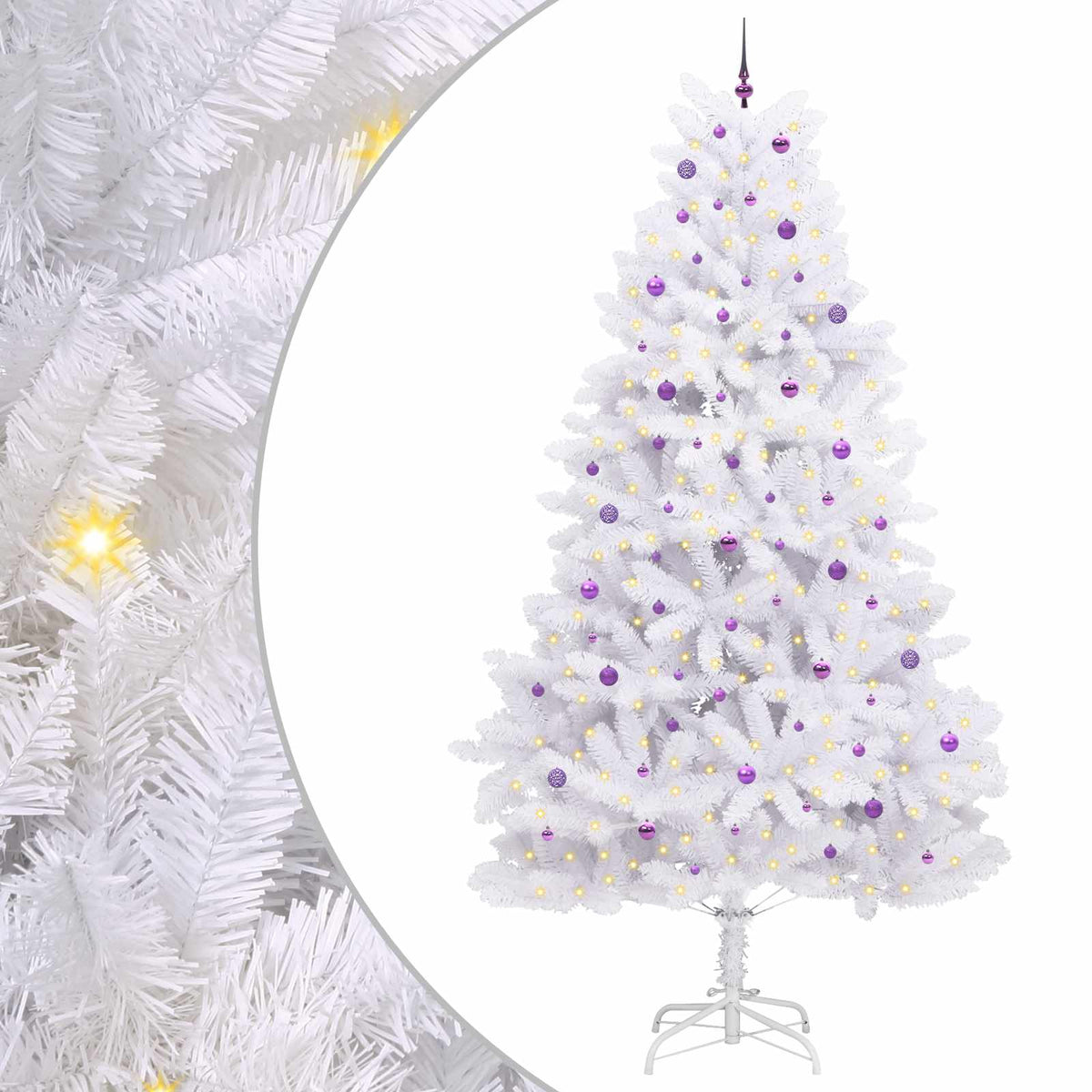 Artificial Hinged Christmas Tree White 300 cm PVC and Steel