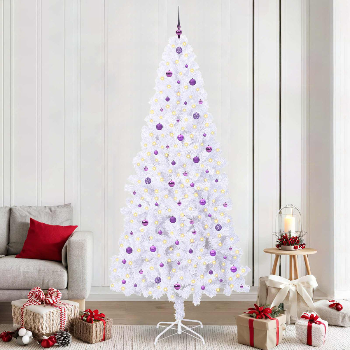 Artificial Christmas Tree with Stand White 240 cm PVC and Steel
