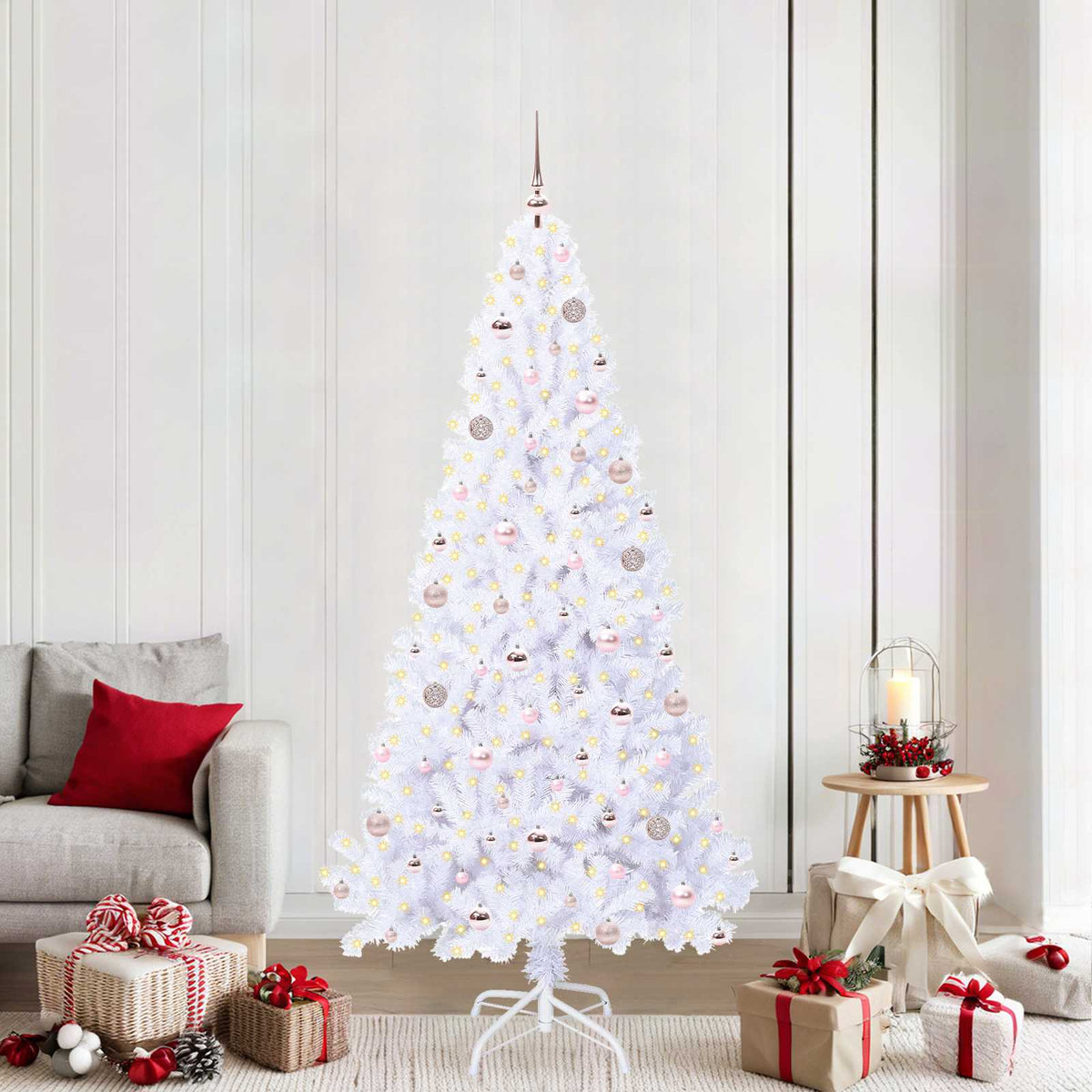 Artificial Christmas Tree with Stand White 210 cm PVC and Steel