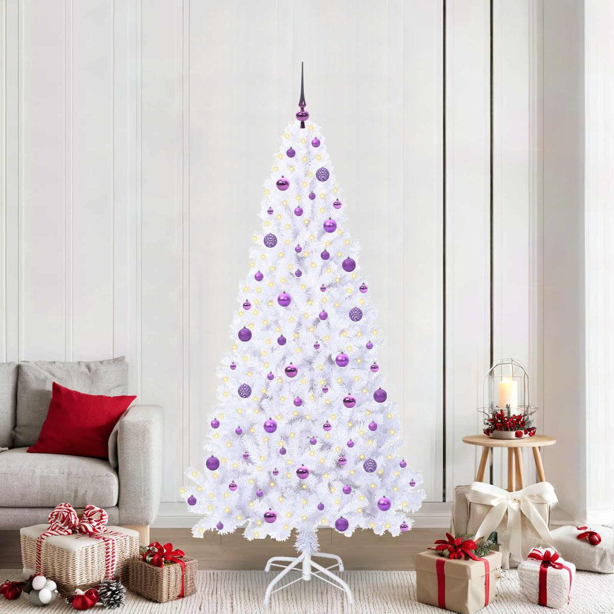 Artificial Christmas Tree with Stand White 210 cm PVC and Steel