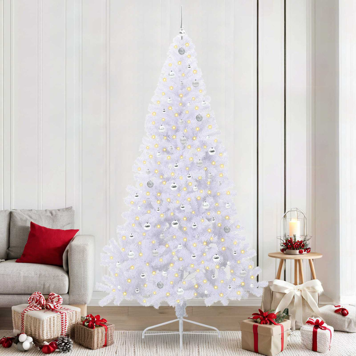 Artificial Christmas Tree White 240 cm PVC and Steel