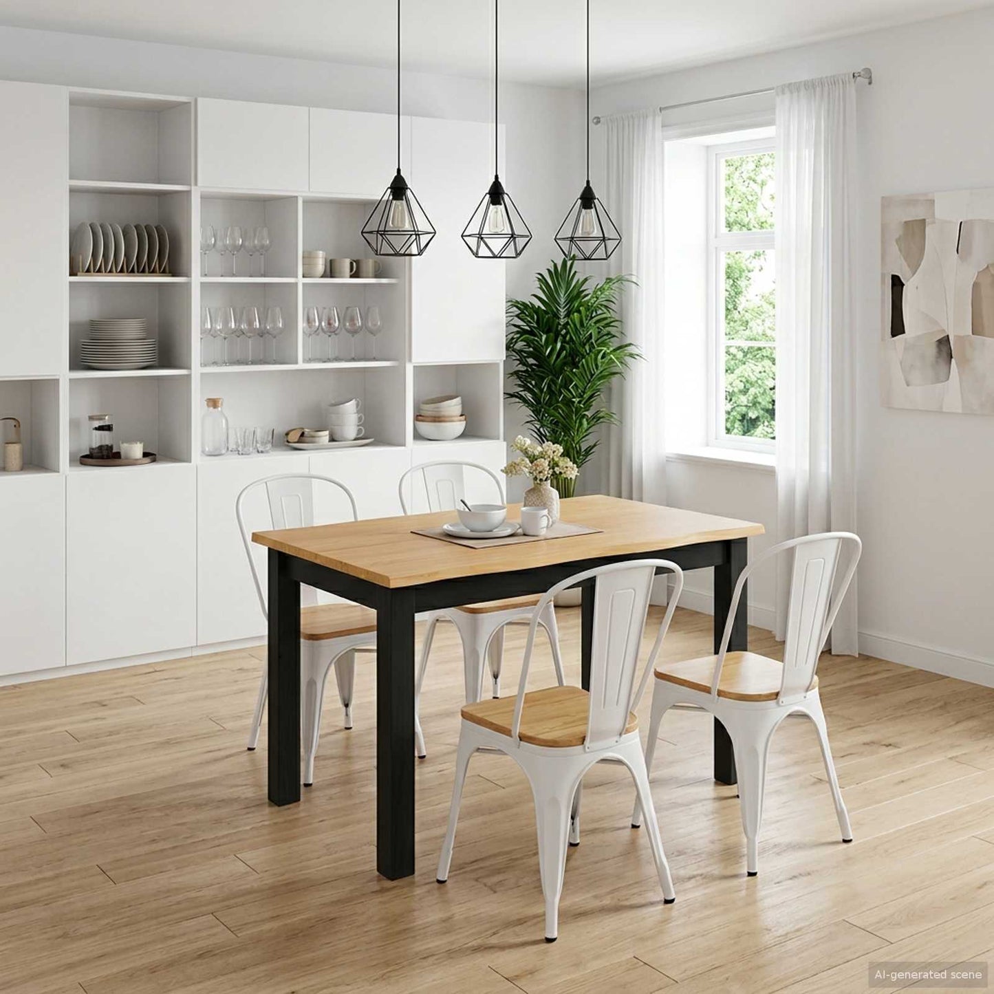 Dining Table EKAI Black 112 x 70 x 76.5 cm Solid Pine Wood