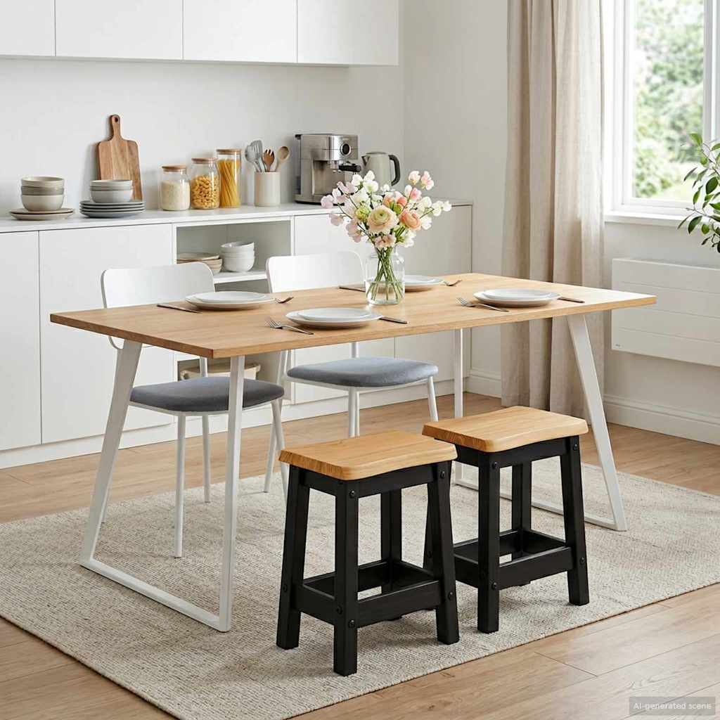 Bar Stool EKAI 2 pcs Black 40 x 29 x 45.5 cm Solid Pine Wood