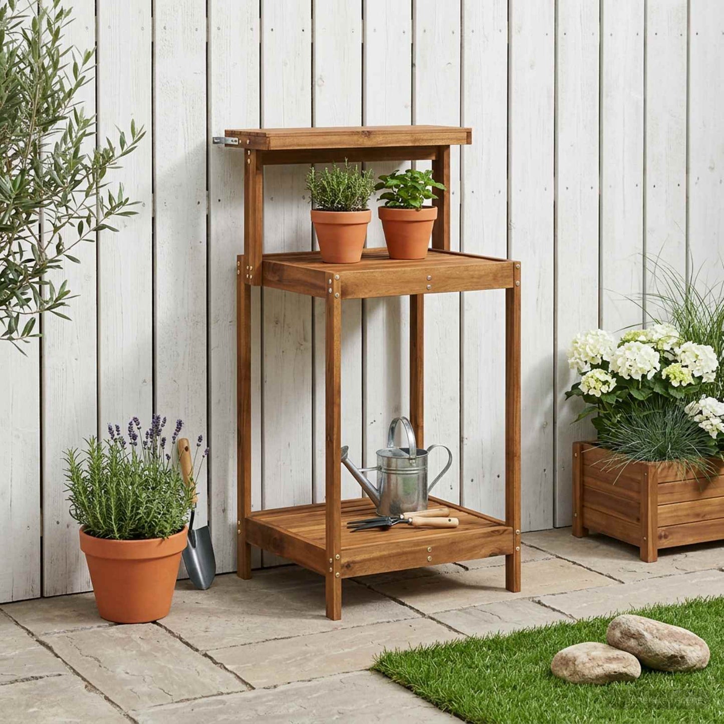 Outdoor Potting Bench 56.5 x 48.5 x 107 cm Solid Acacia Wood