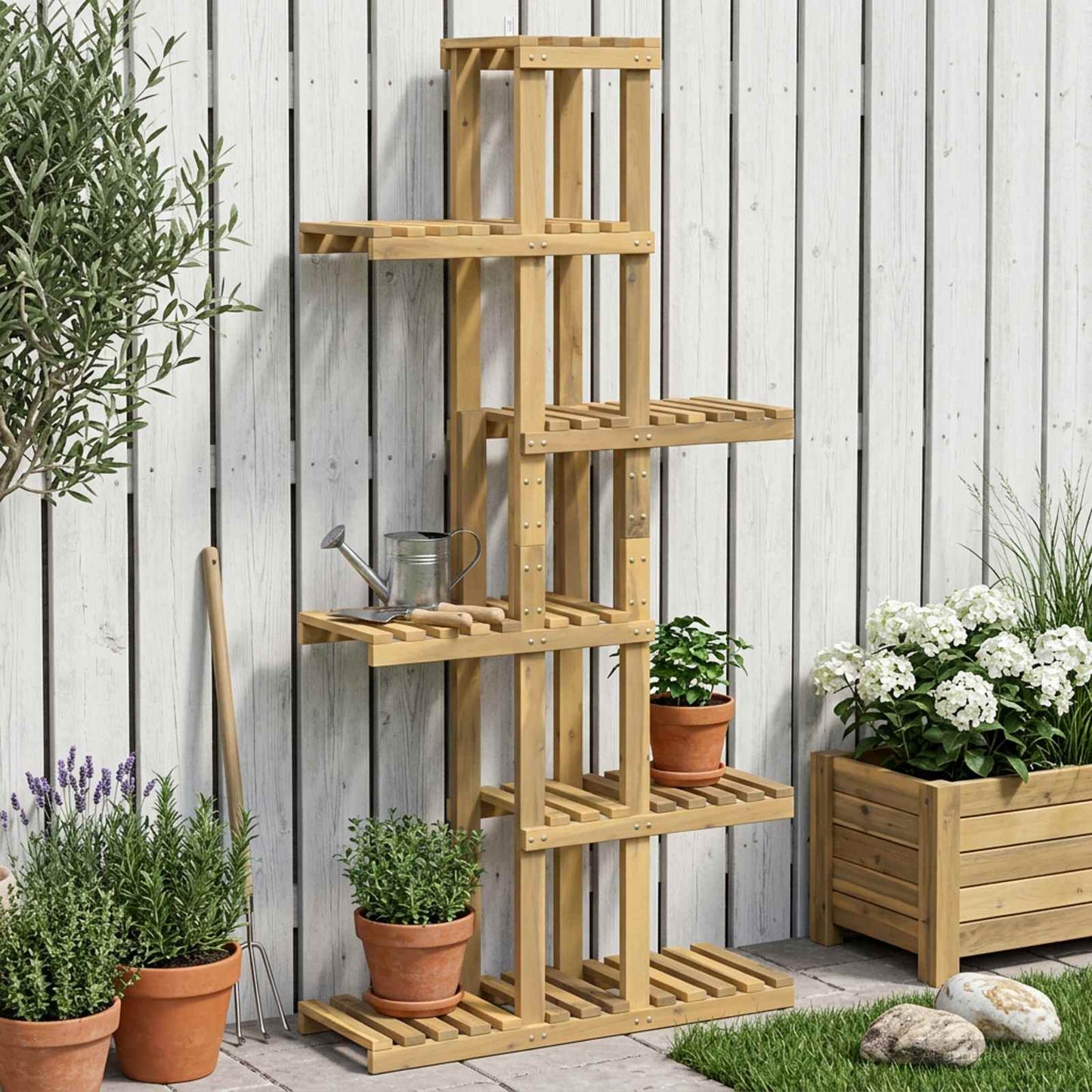 Plant Stand White 68 x 23.5 x 140 cm Solid Acacia Wood