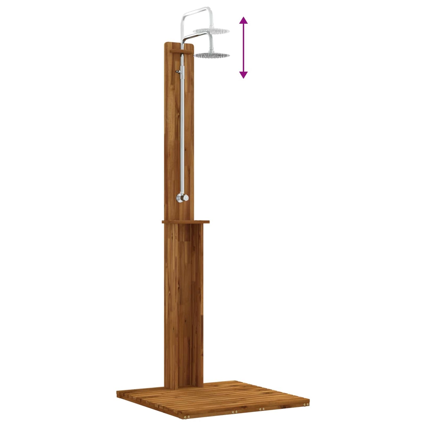 Outdoor Shower 217 cm Solid Acacia Wood and Stainless Steel