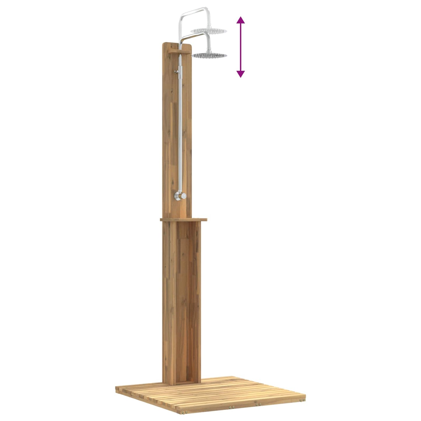 Outdoor Shower 217 cm Solid Acacia Wood and Stainless Steel