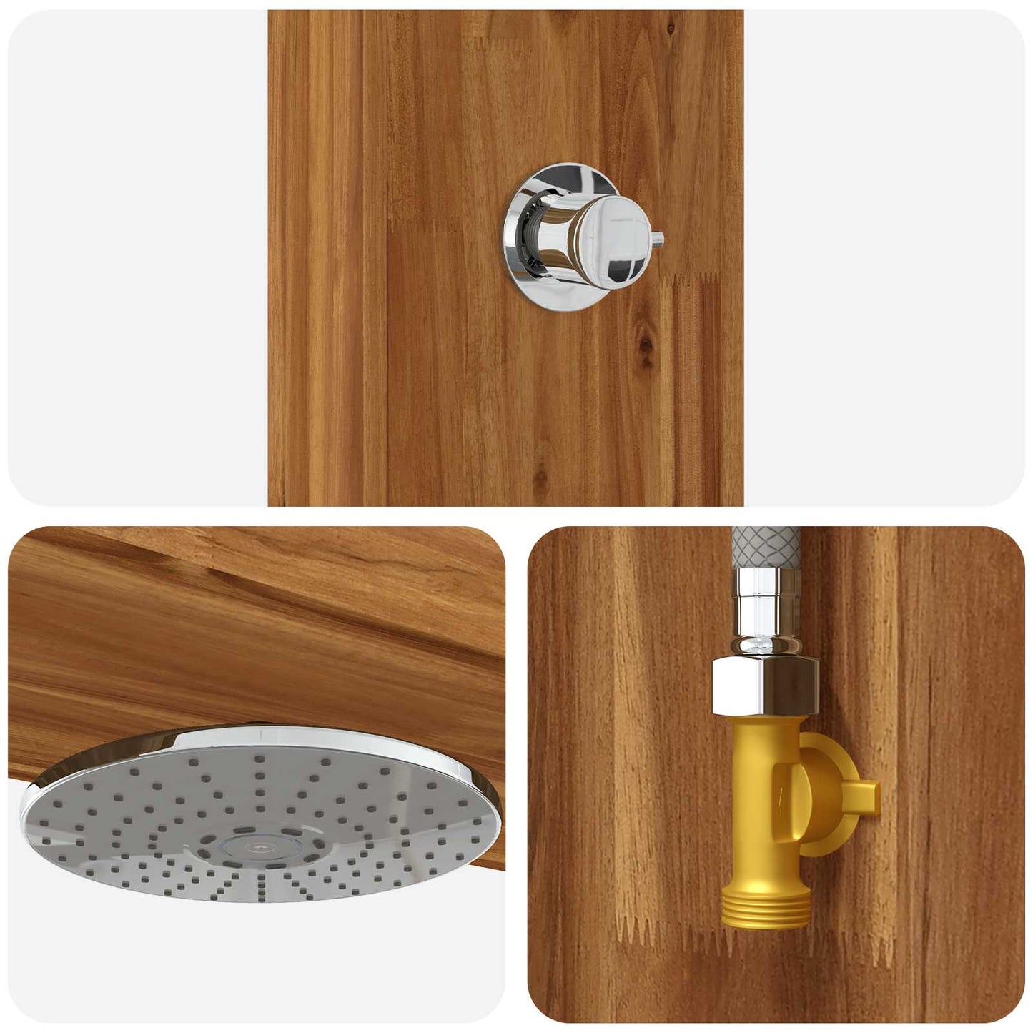 Outdoor Shower 226 cm Solid Acacia Wood and Stainless Steel
