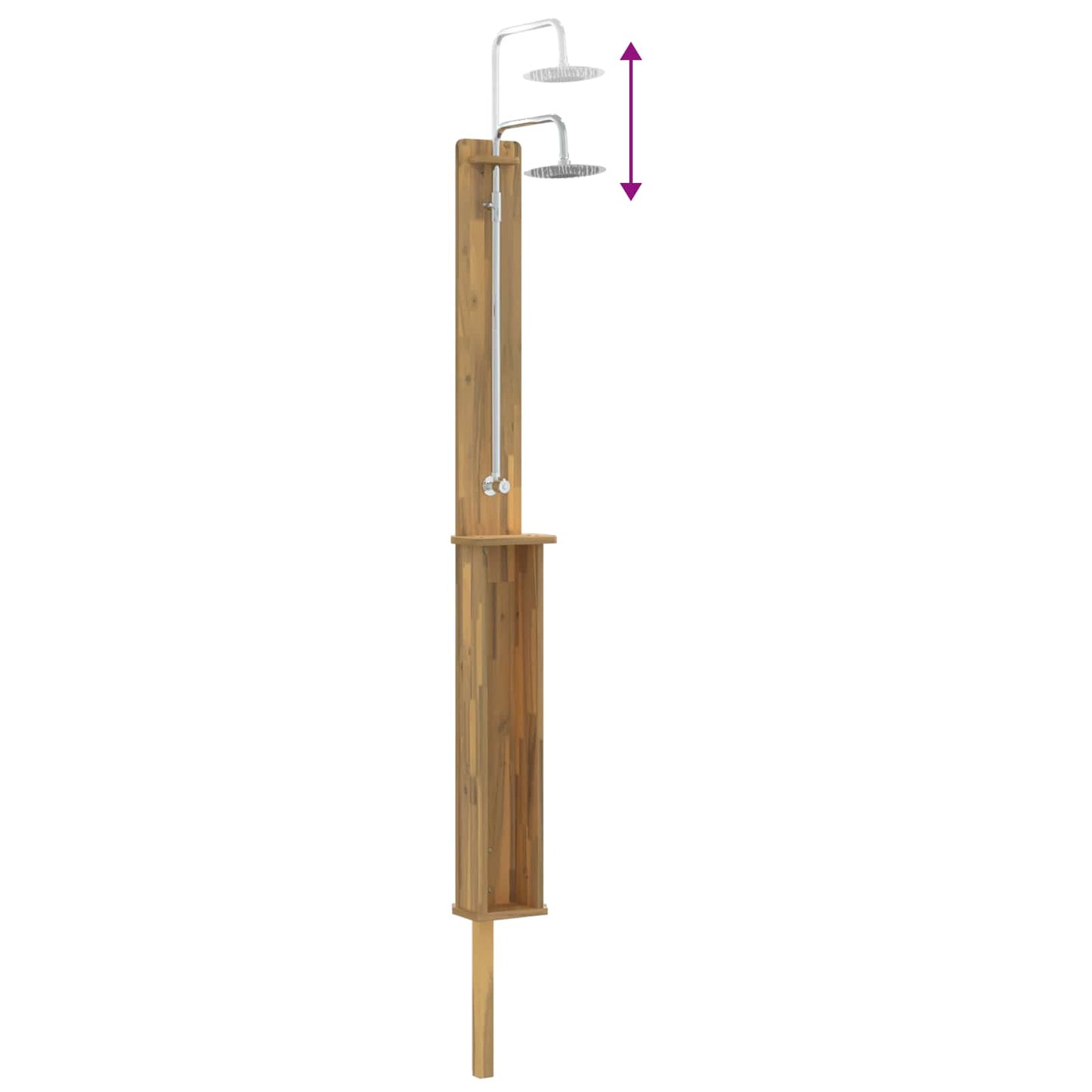 Outdoor Shower 257 cm Solid Acacia Wood and Stainless Steel