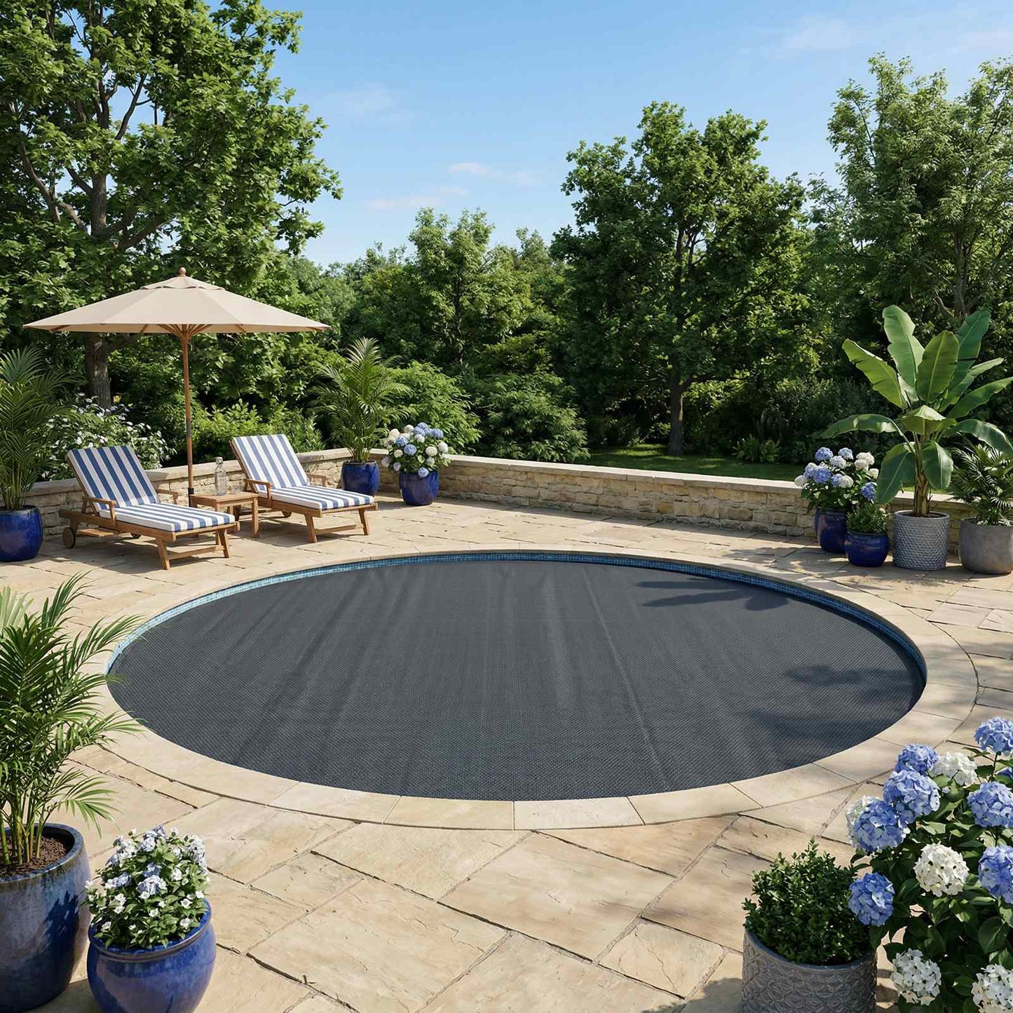 Solar Pool Cover Heavy Quality Ø 250 cm 200 μm Round PE Black