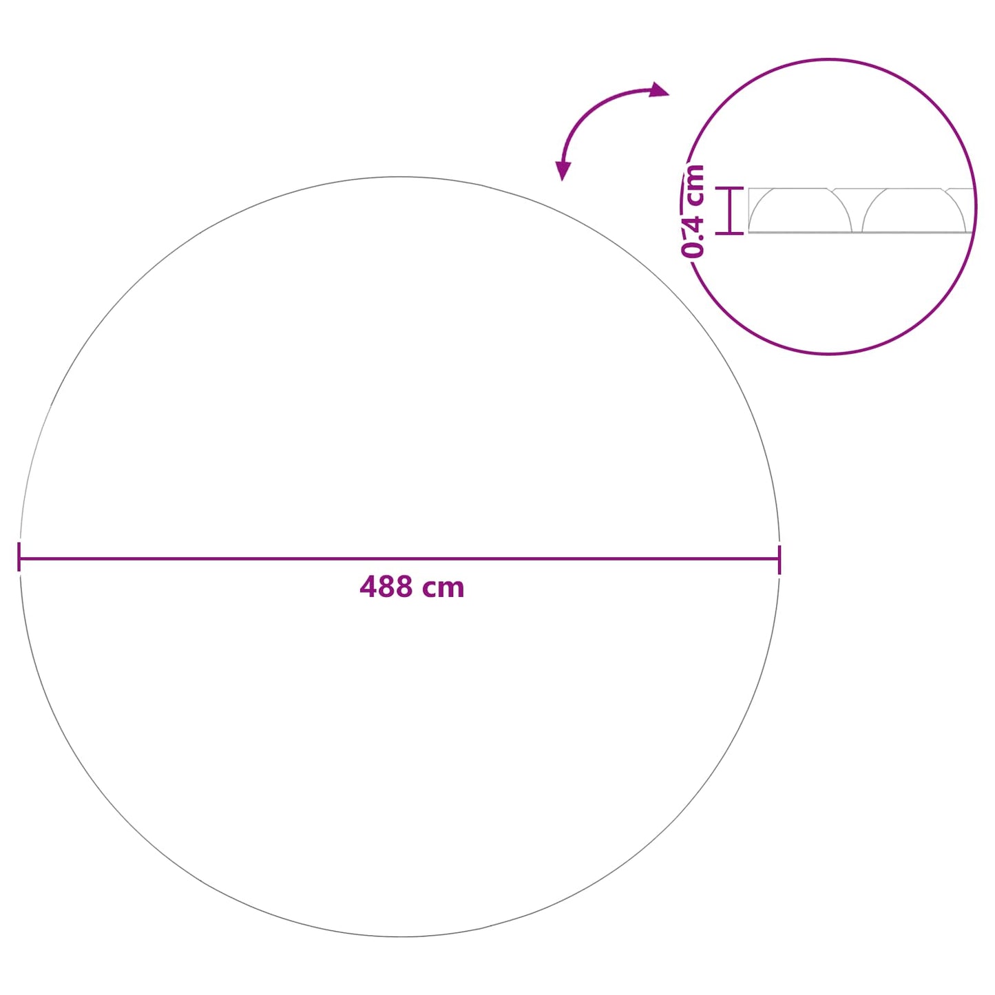 Solar Pool Cover Heavy Quality Ø 488 cm 200 μm Round PE