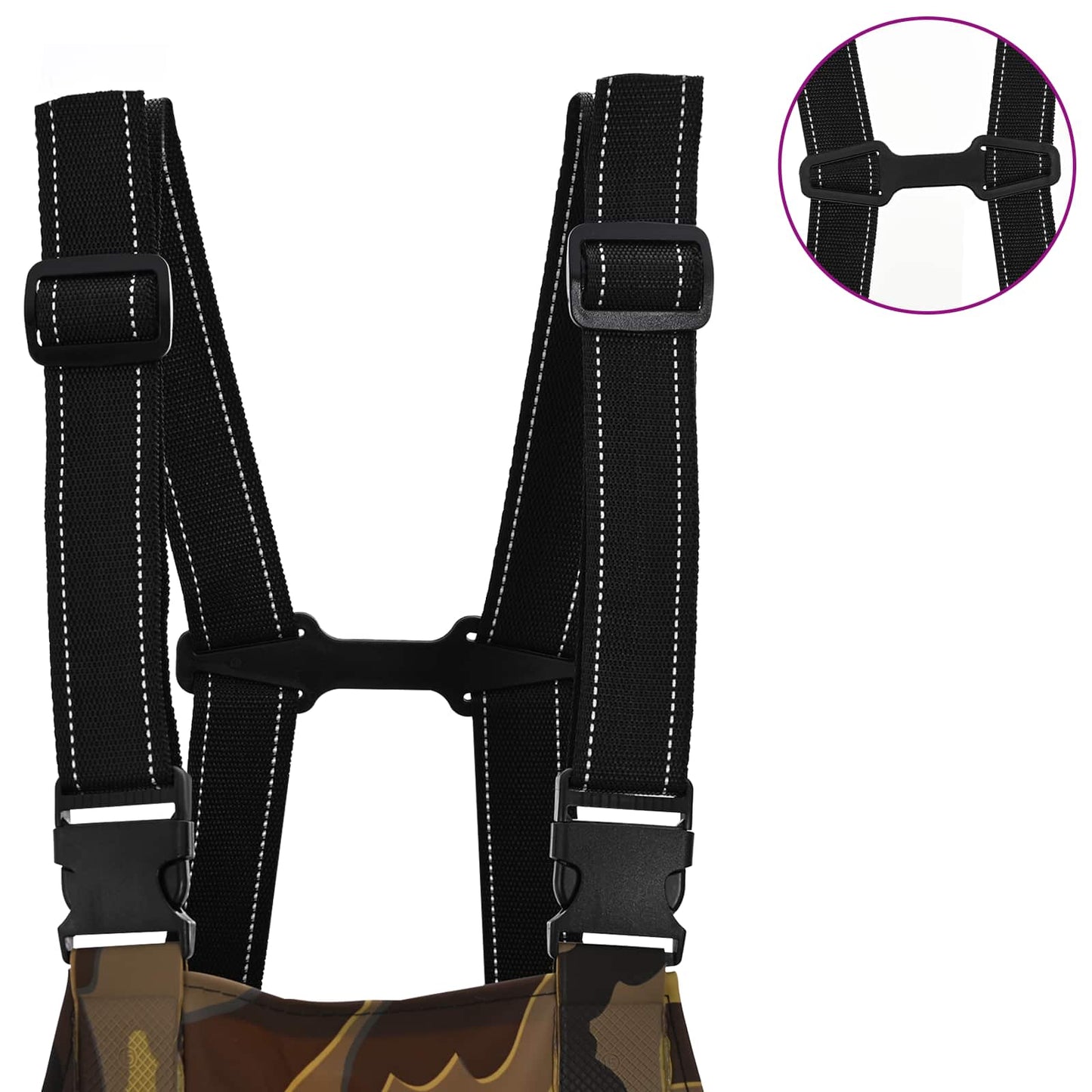Chest Waders with Boots PVC Coated Polyester Size 43 Camouflage
