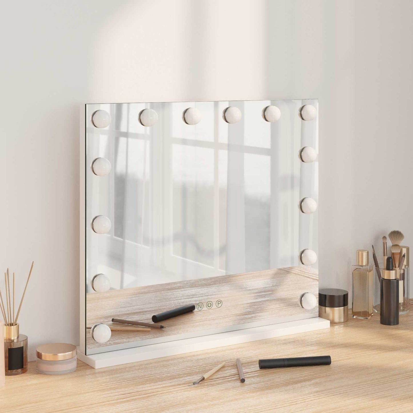 LED Vanity Mirror White 50 x 10 x 44 cm Glass and Steel