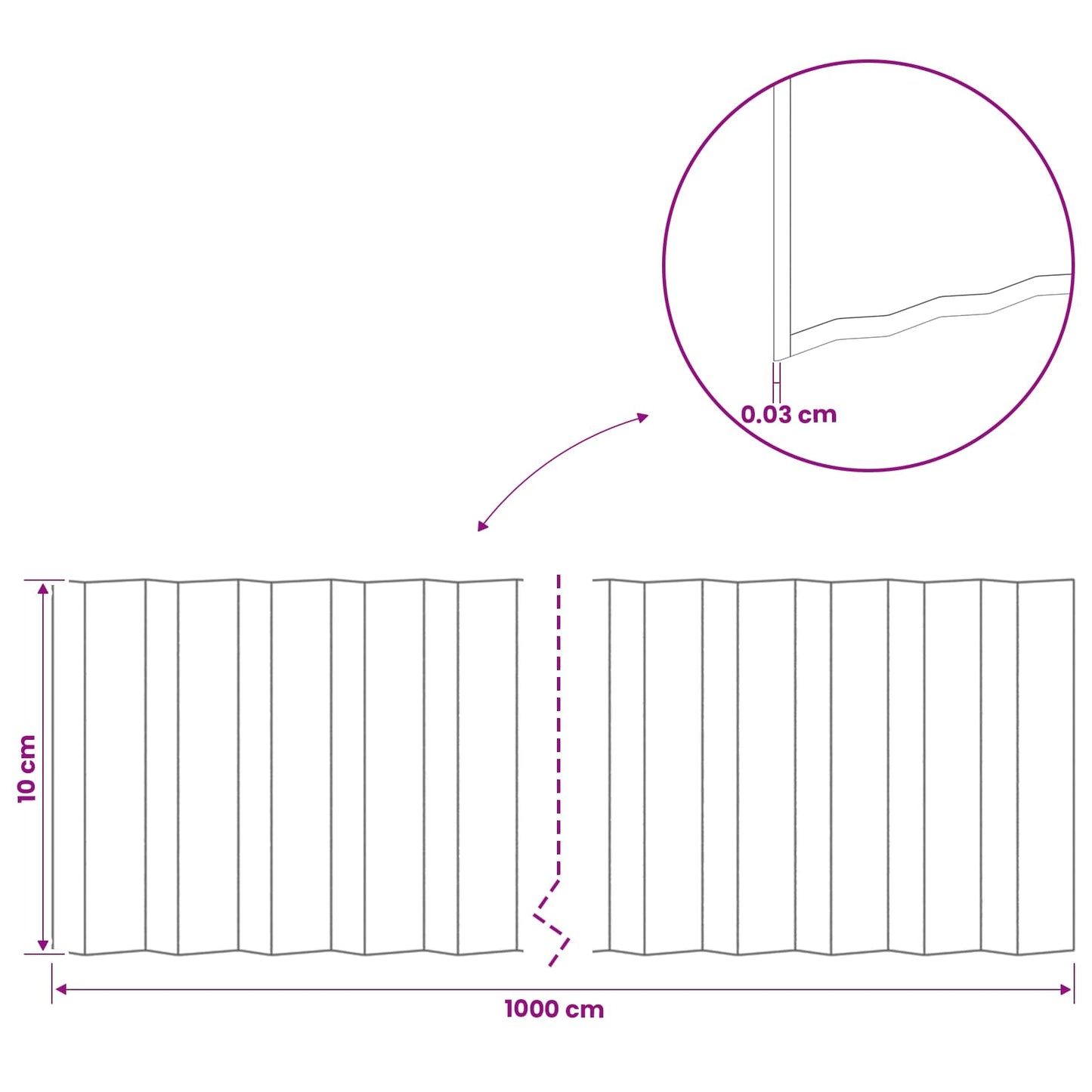 Lawn Edging 10 m x 10 cm Galvanised Steel Silver