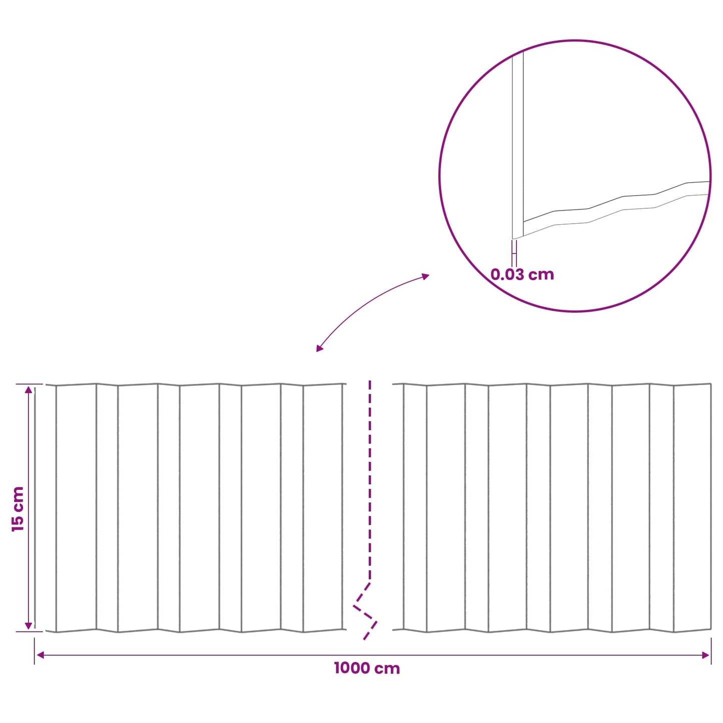Lawn Edging 10 m x 15 cm Galvanised Steel Silver