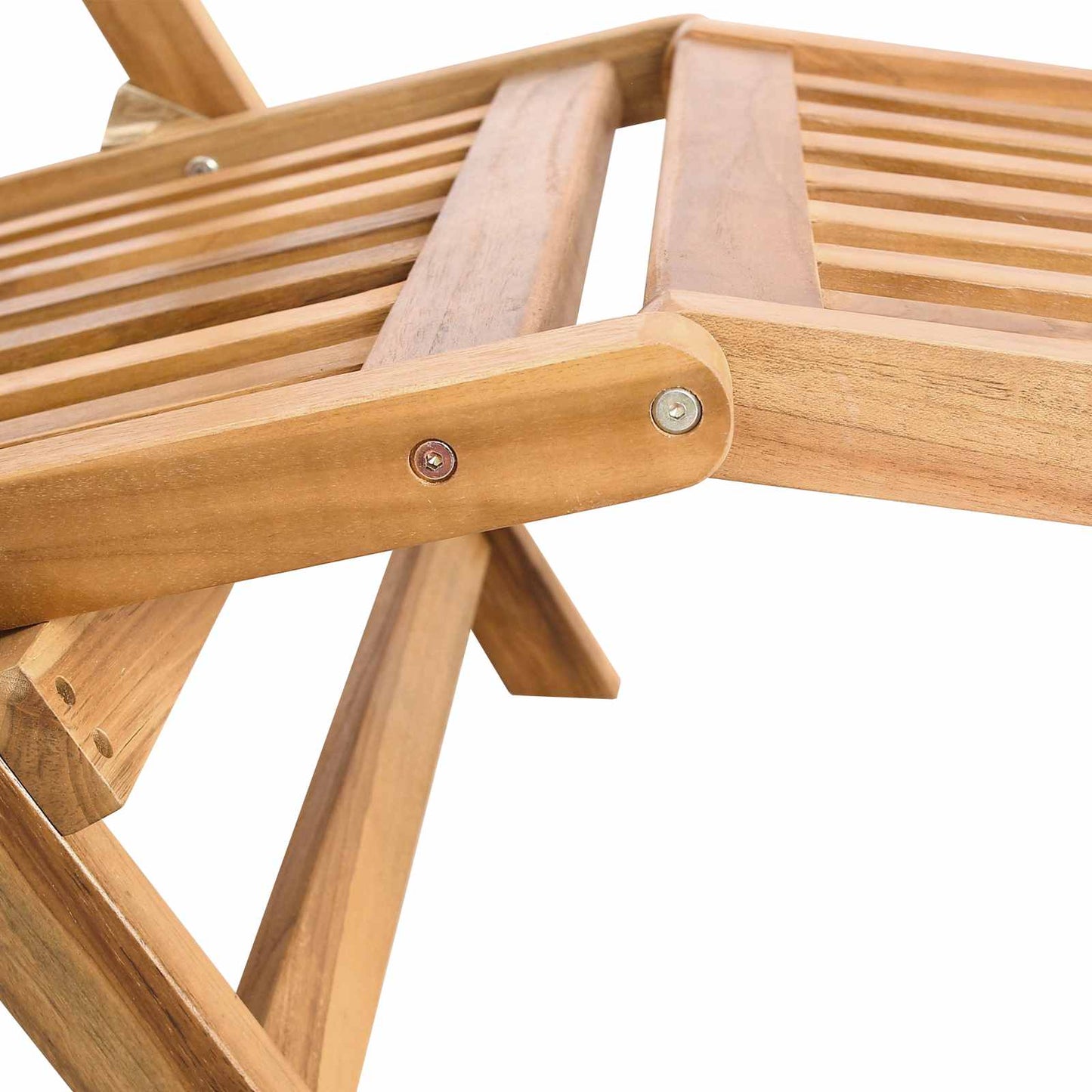 Folding Deck Chair 2 pcs Natural Solid Teak Wood