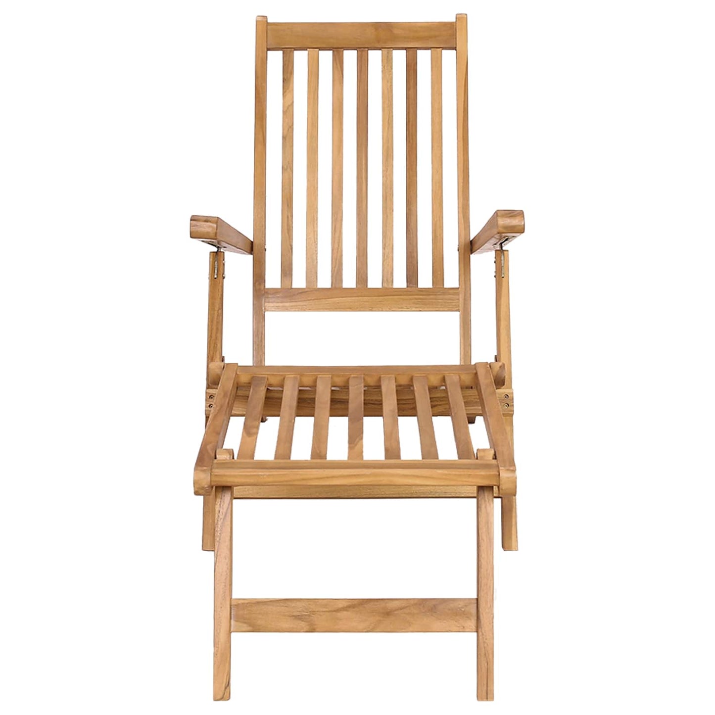 Folding Deck Chair 2 pcs Natural Solid Teak Wood