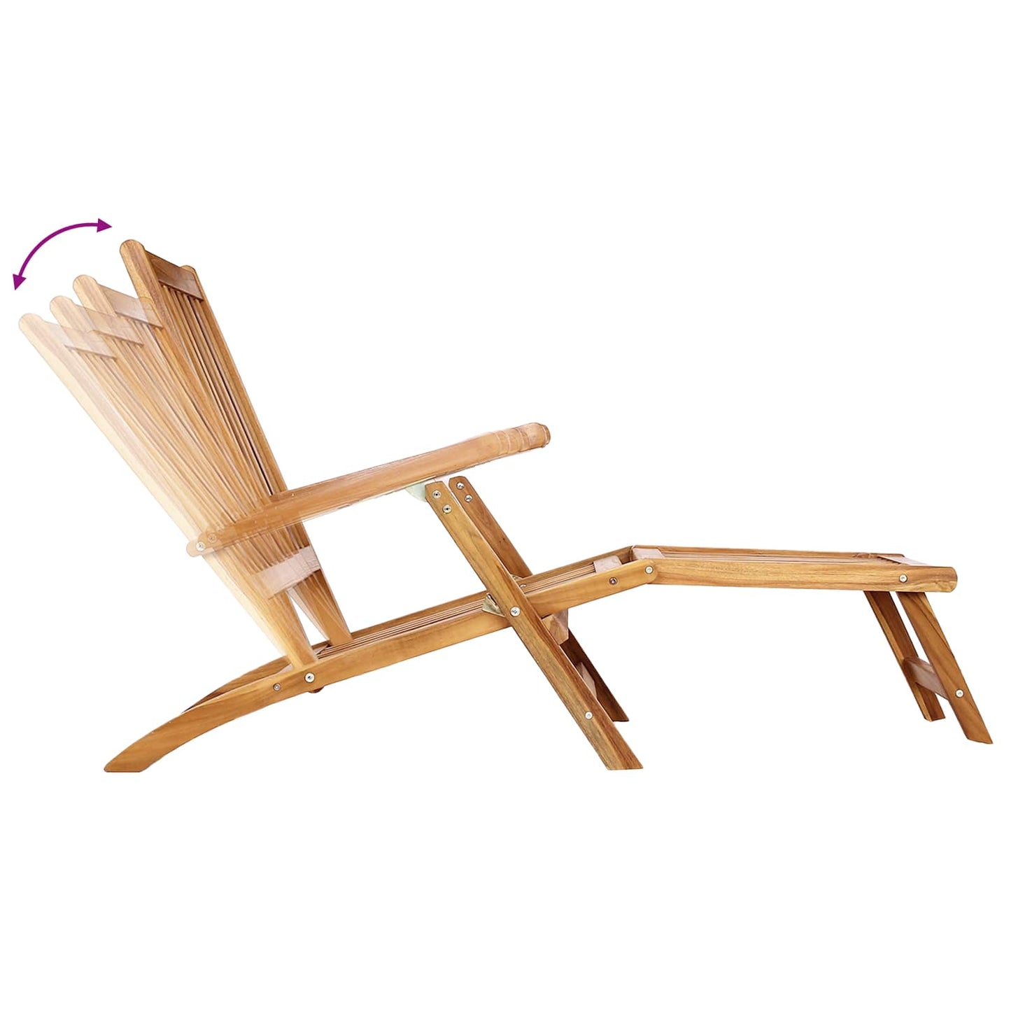 Folding Deck Chair 2 pcs Natural Solid Teak Wood