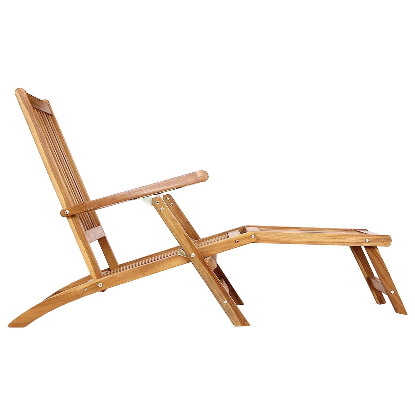 Folding Deck Chair 2 pcs Natural Solid Teak Wood