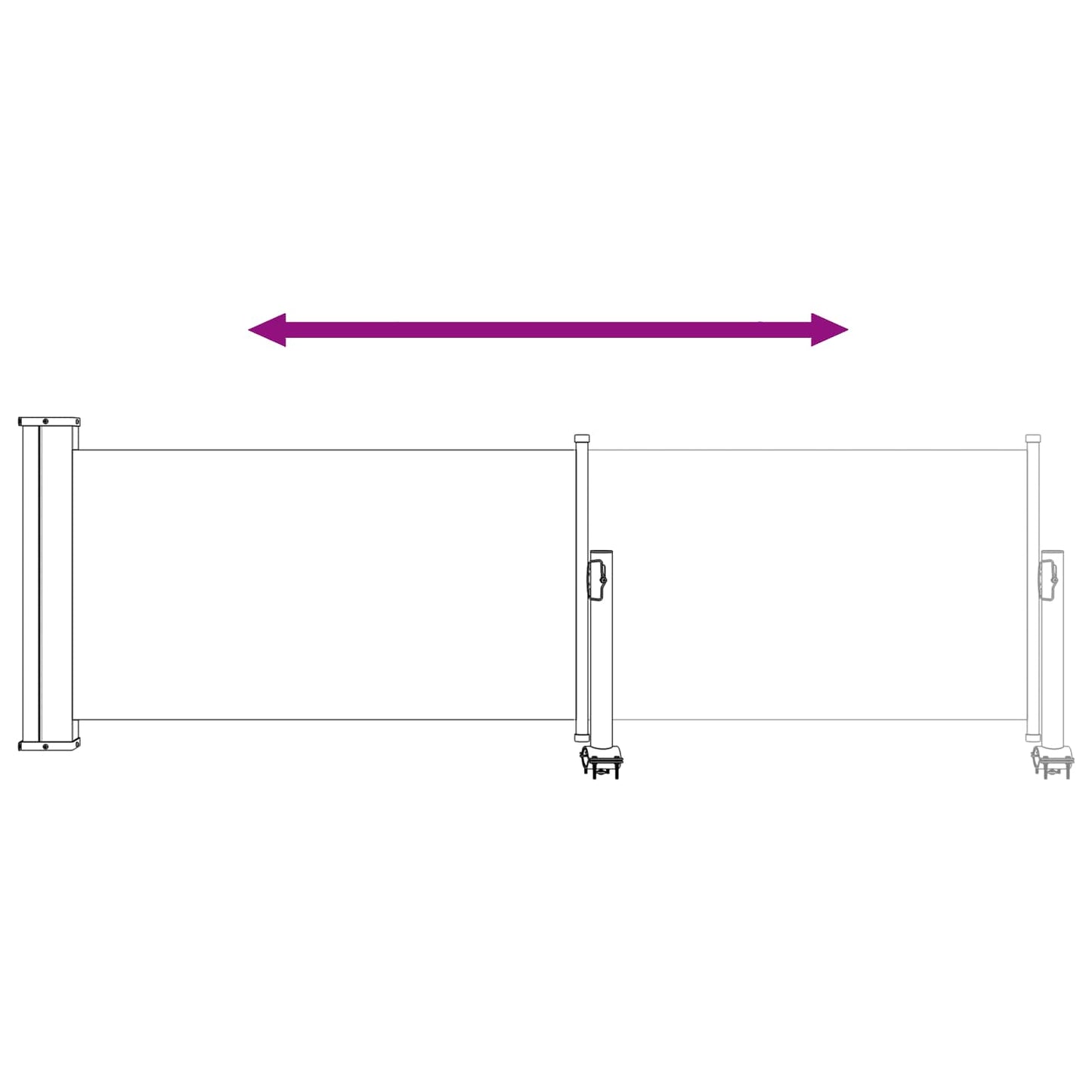 Side Awning 80 x 300 cm 100% polyester iron steel Rectangular