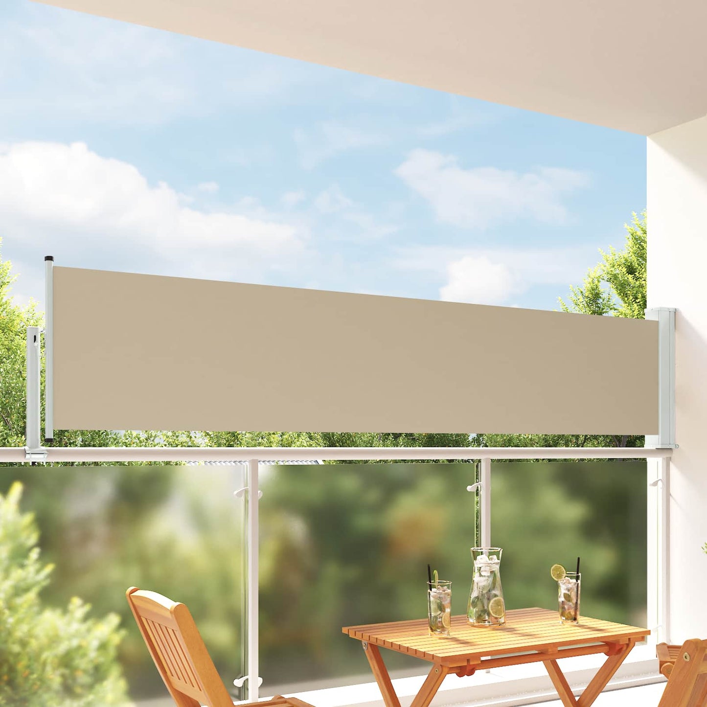 Side Awning 100 x 300 cm 100% polyester iron steel Rectangular