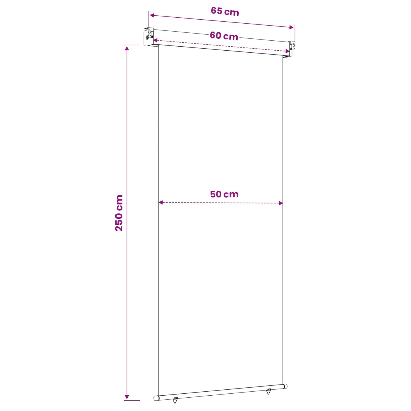 Balcony Side Awning 60 x 250 cm 100% polyester iron steel