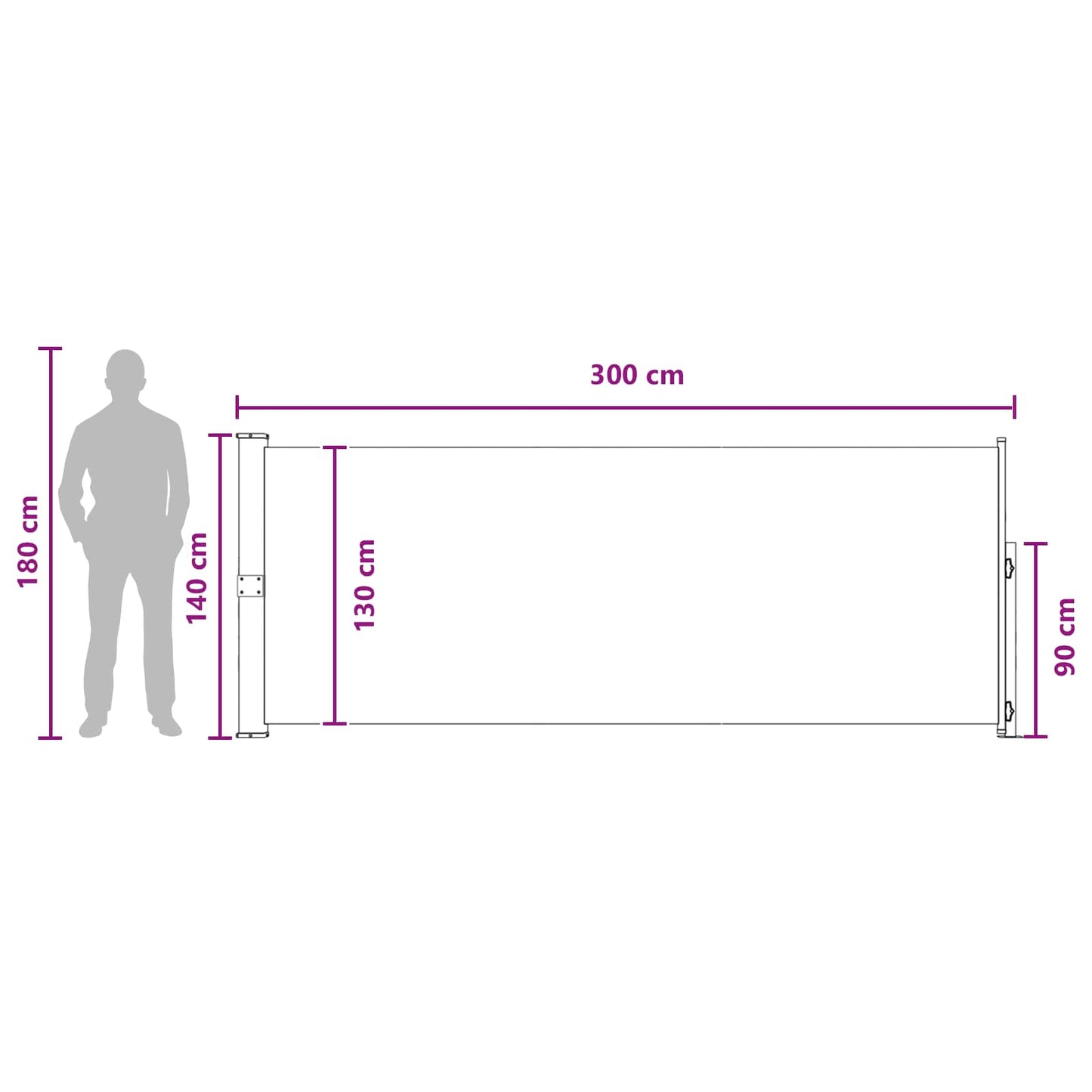 Retractable Side Awning 140 x 300 cm 100% polyester iron steel