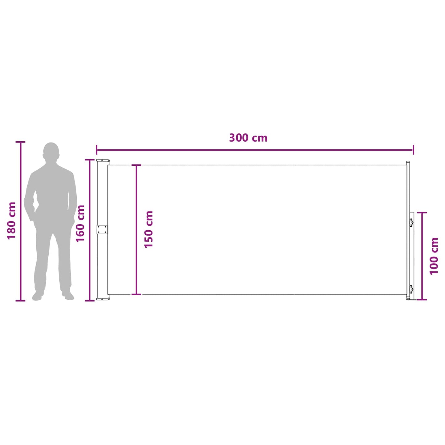 Retractable Side Awning 160 x 300 cm Polyester Rectangular