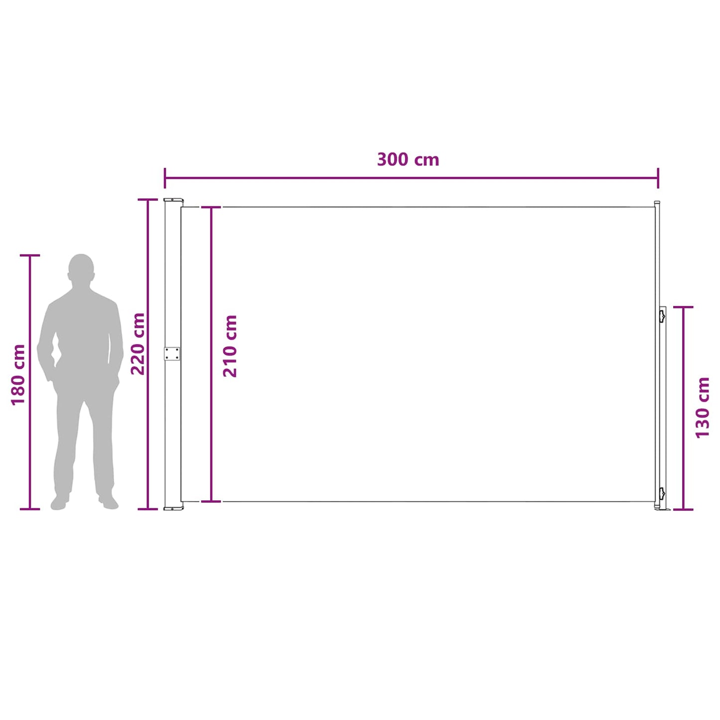 Retractable Side Awning 220 x 300 cm Polyester Rectangular