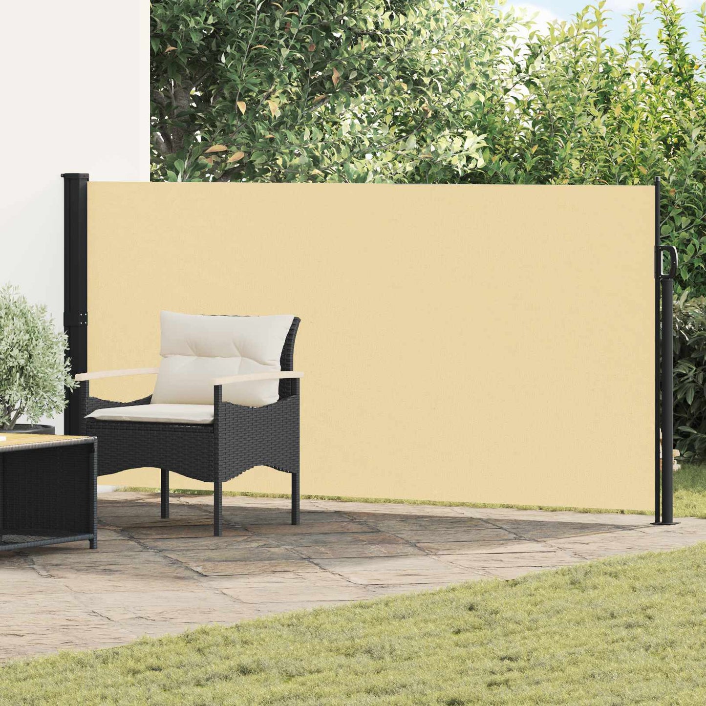 Retractable Side Awning 117 x 300 cm Polyester Rectangular Sand