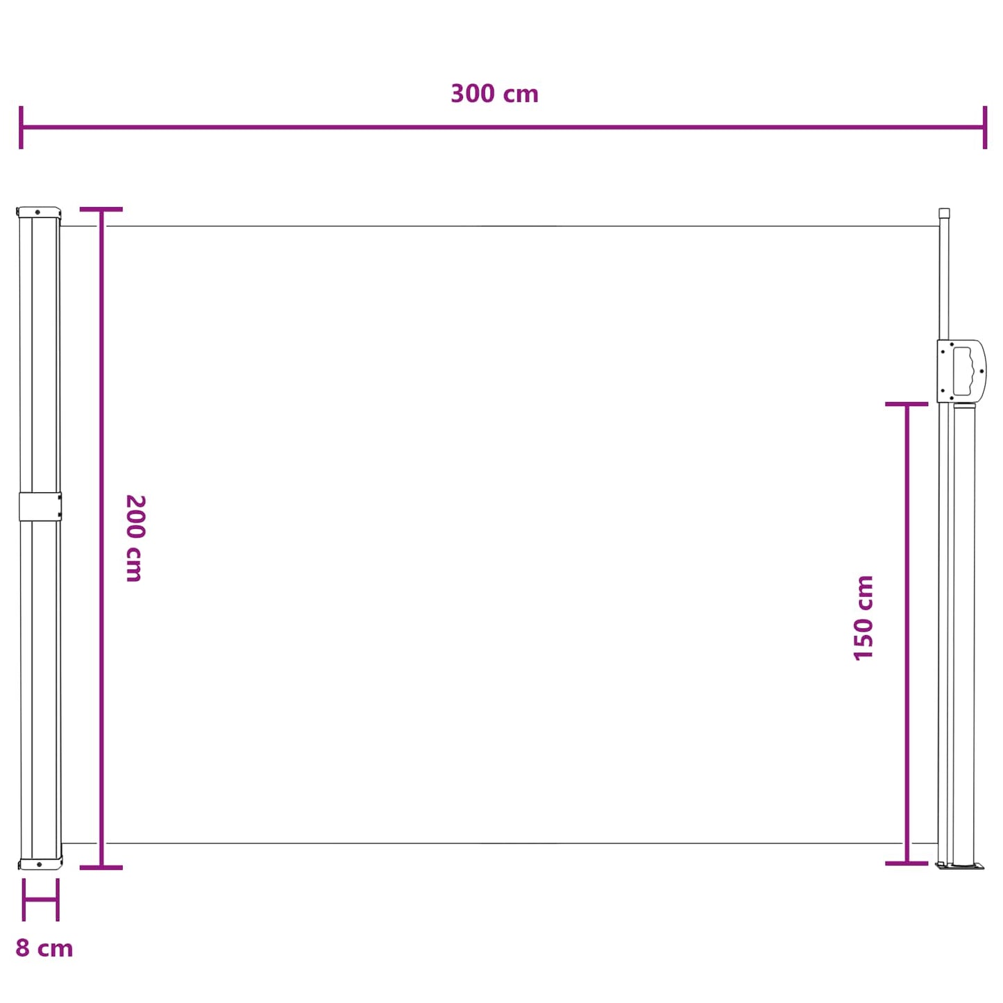 Retractable Side Awning Sand 300 x 200 cm Polyester