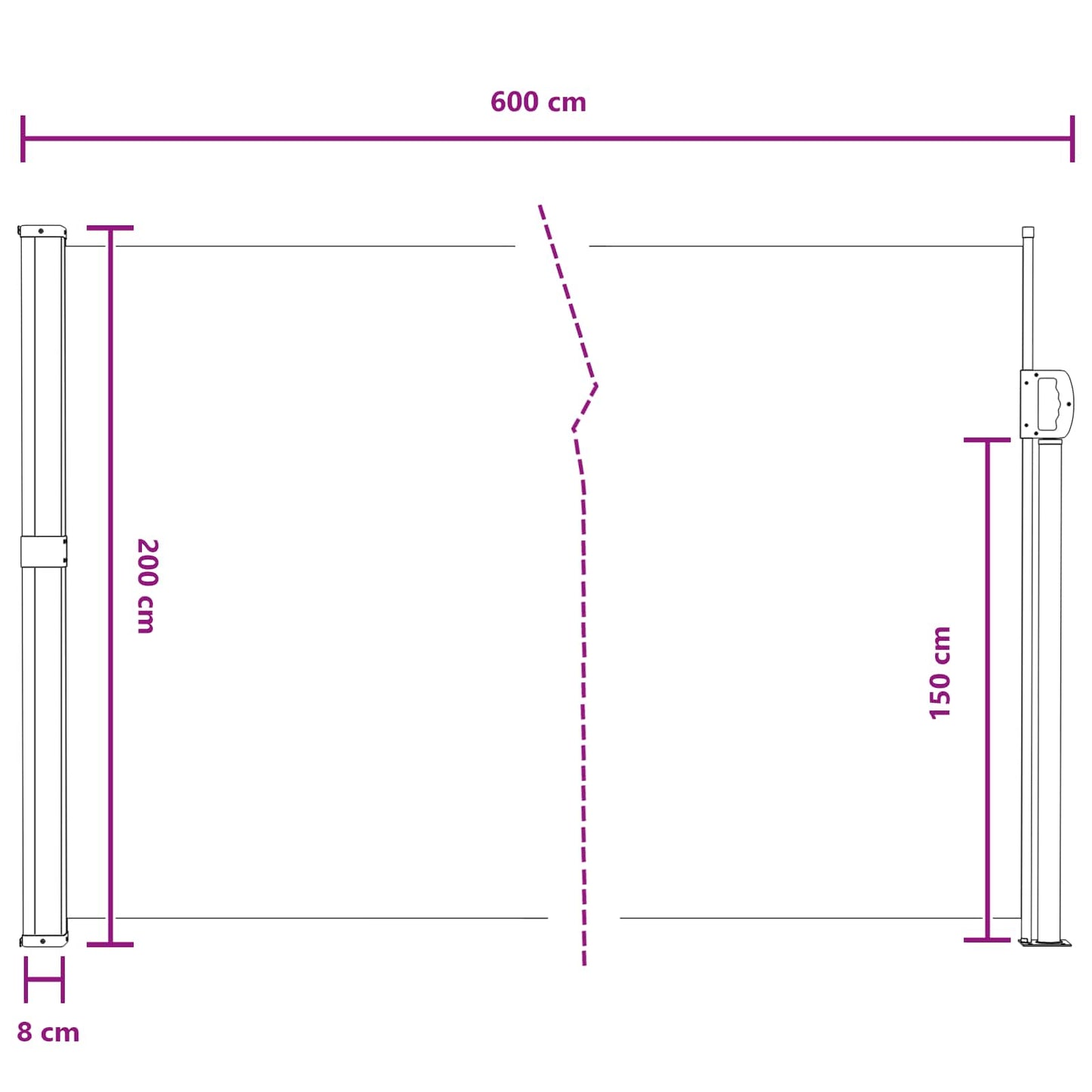 Retractable Side Awning Sand 600 x 200 cm Polyester