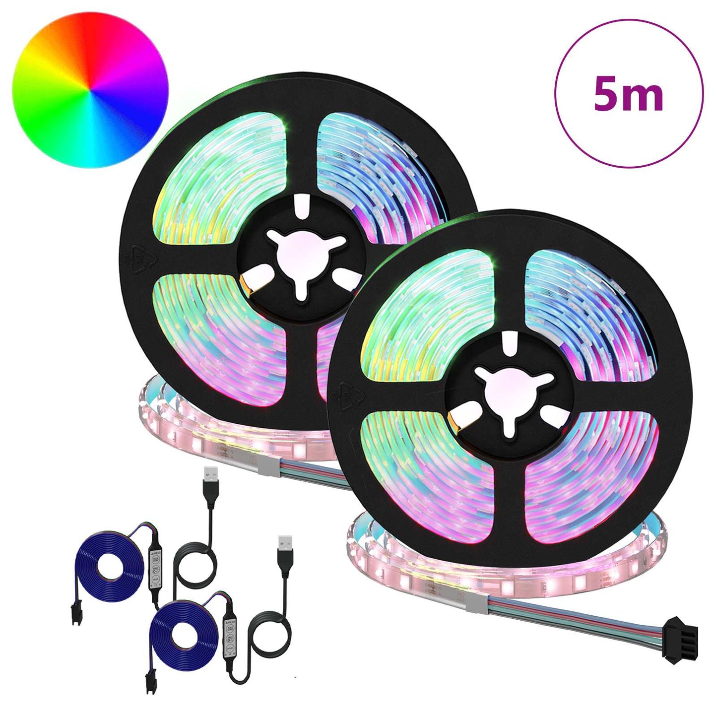 LED Strip 2 pcs Black and Transparent 2500 mm