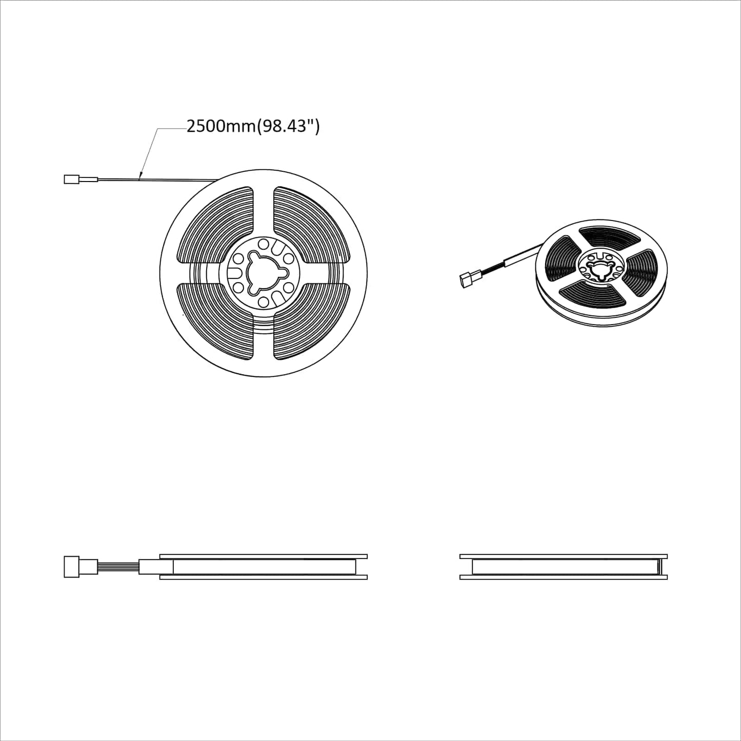 LED Strip 12 pcs Black and Transparent 2500 mm
