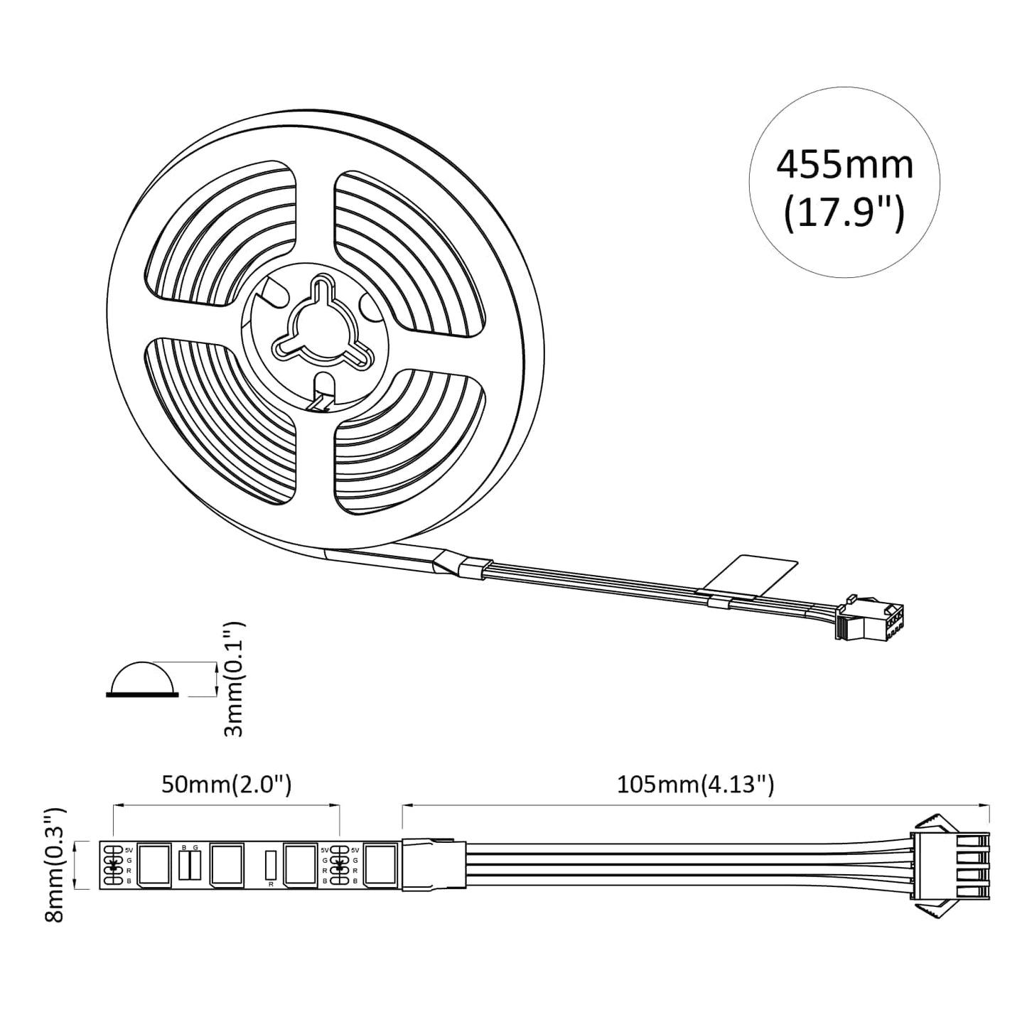 LED Strip 2 pcs Black and Transparent 350 mm Copper and Plastic