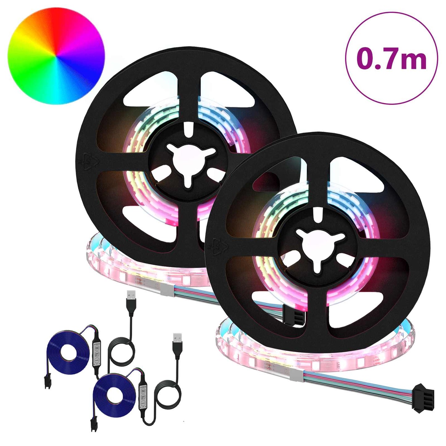LED Strip 2 pcs Black and Transparent 350 mm Copper and Plastic