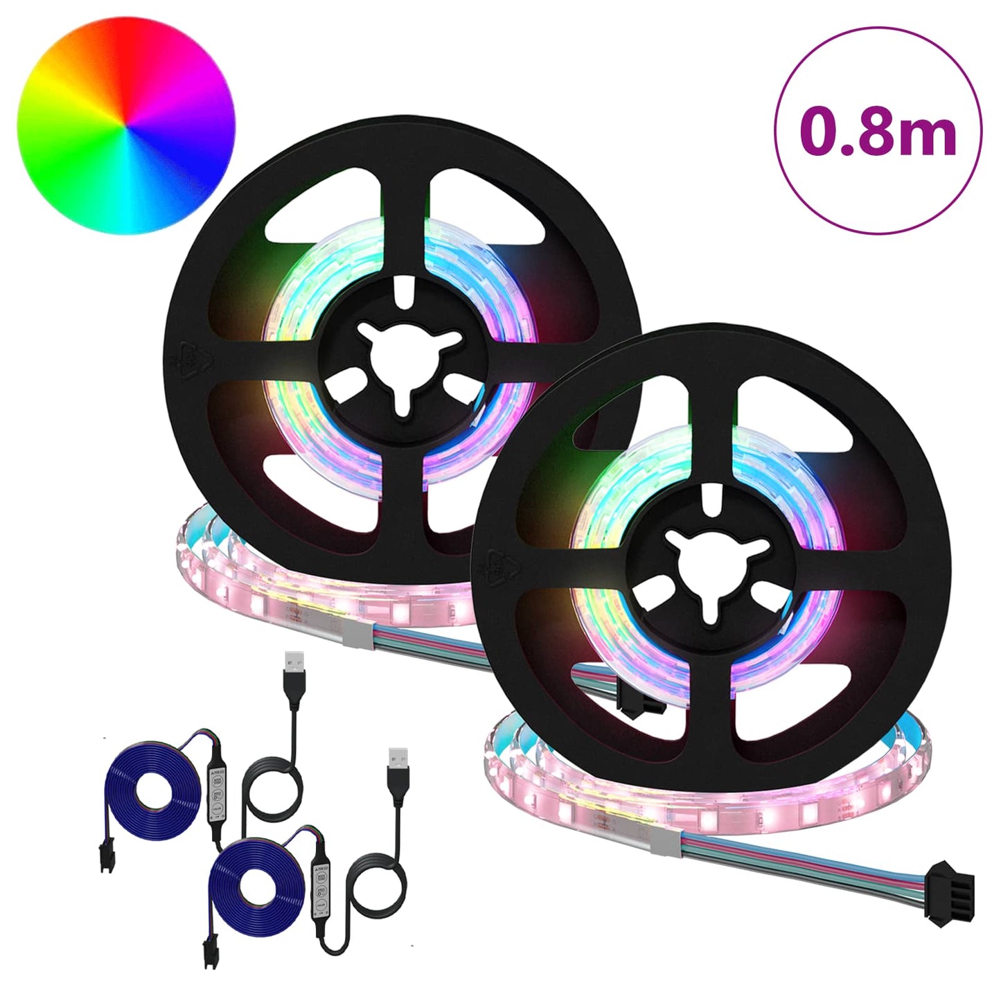 LED Strip 2 pcs Black and Transparent 400 mm Copper and Plastic