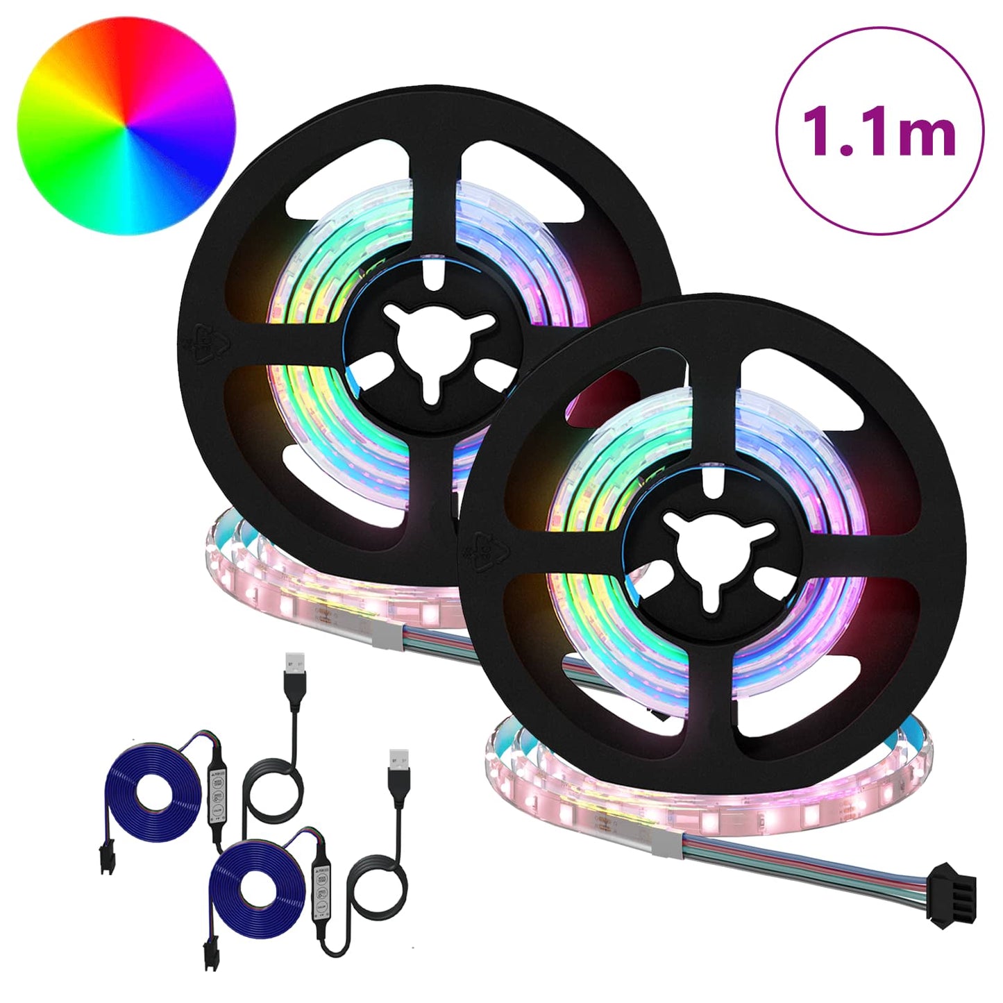 LED Strip 2 pcs Black and Transparent 550 mm Copper and Plastic