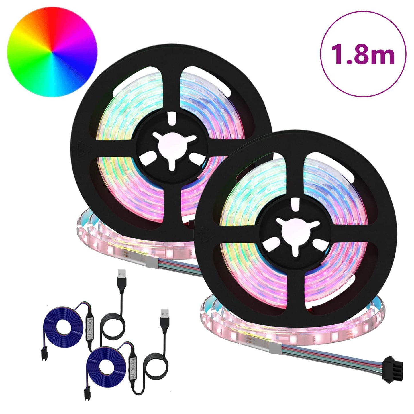 LED Strip 2 pcs Black and Transparent 900 mm Copper and Plastic