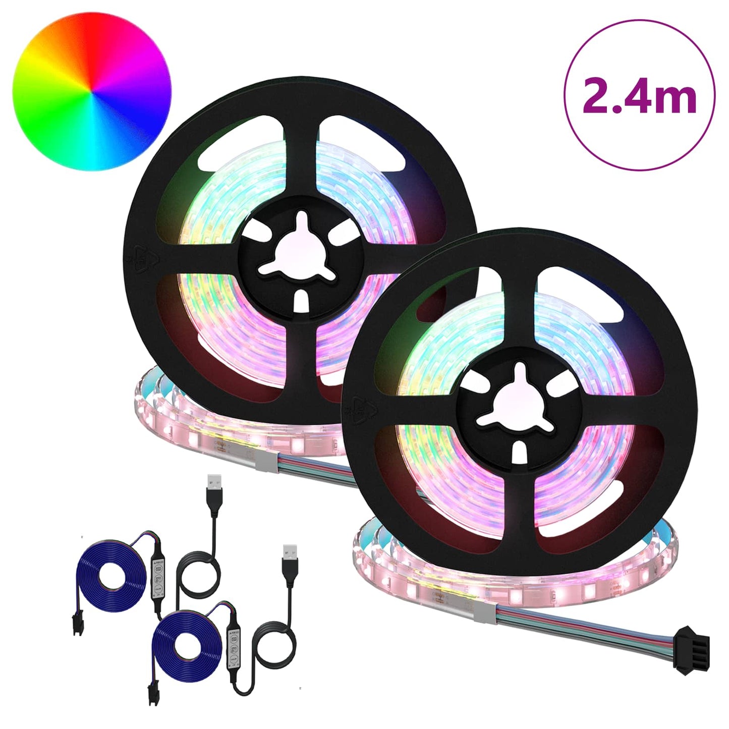 LED Strip 2 pcs Black and Transparent 1200 mm