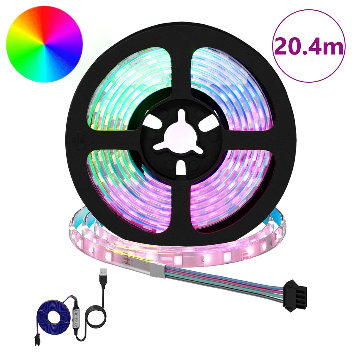 LED Strip 12 pcs Black and Transparent Copper and Plastic
