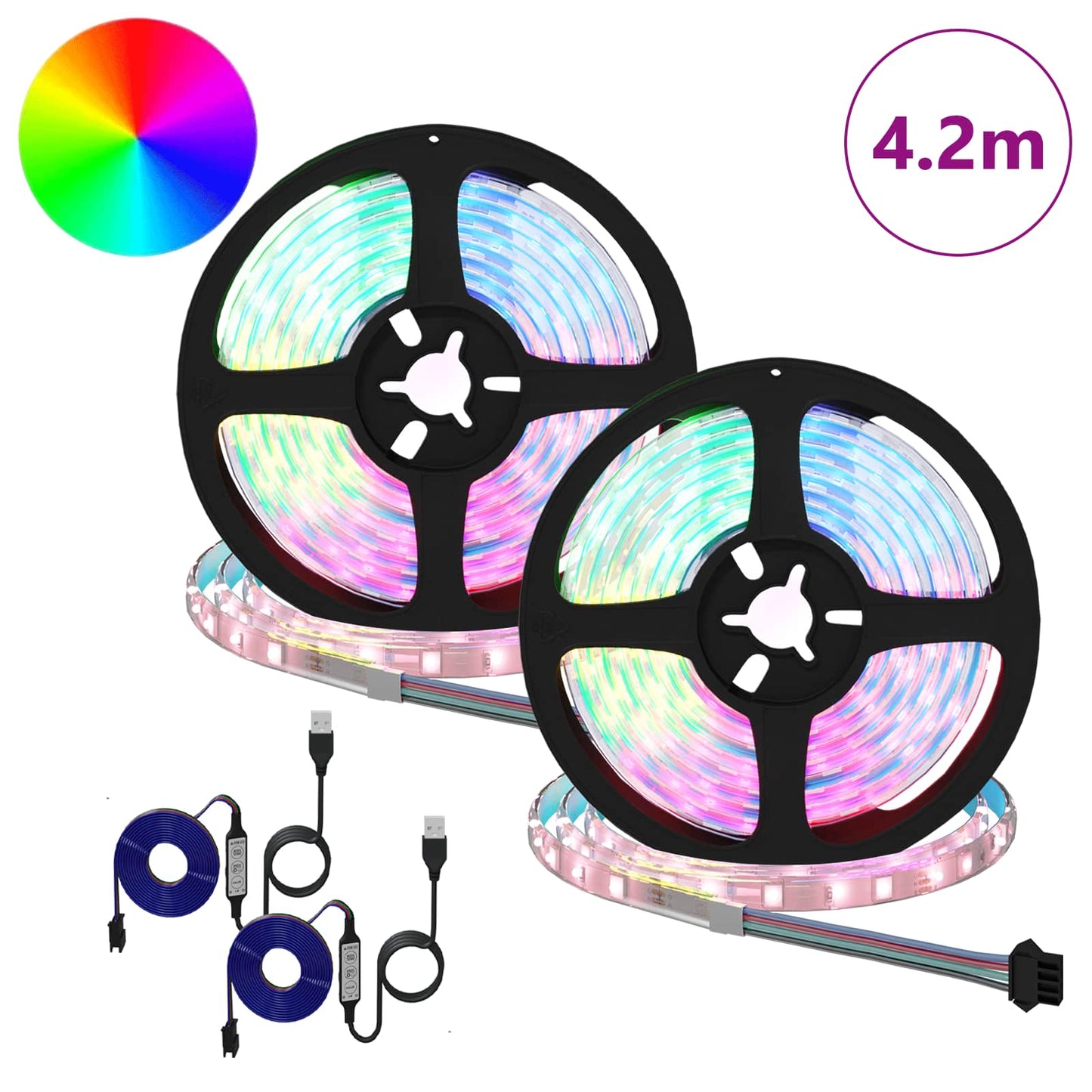 LED Strip 2 pcs Black and Transparent 210 x 0.8 x 0.3 cm