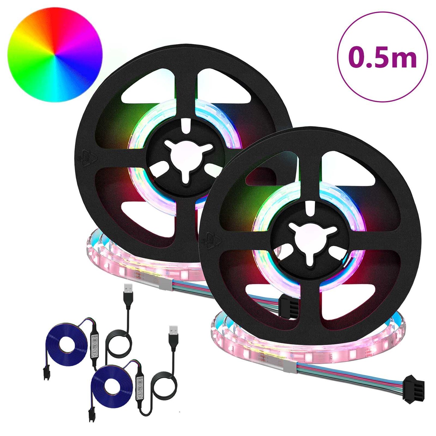 LED Strip 2 pcs Black and Transparent 250 mm Copper and Plastic