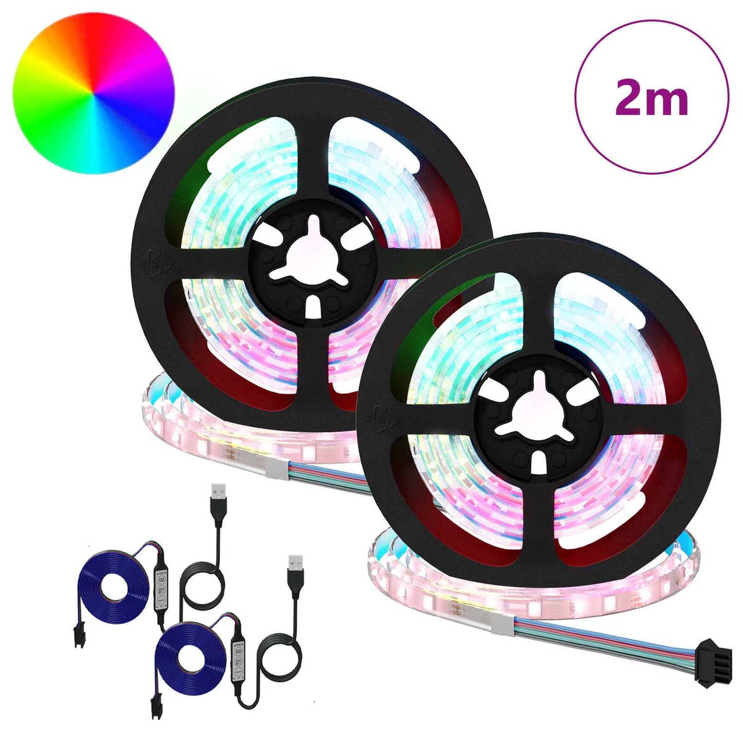 LED Strip 2 pcs Black and Transparent 1000 mm