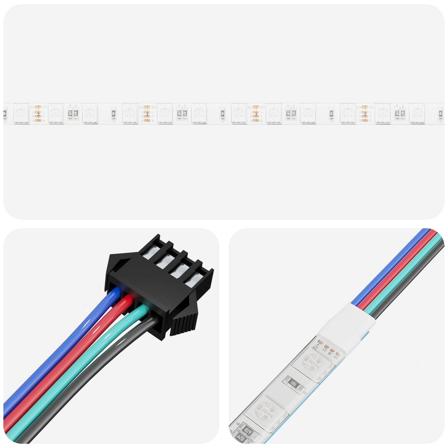 LED Strip 2 pcs Black and Transparent 3000 mm