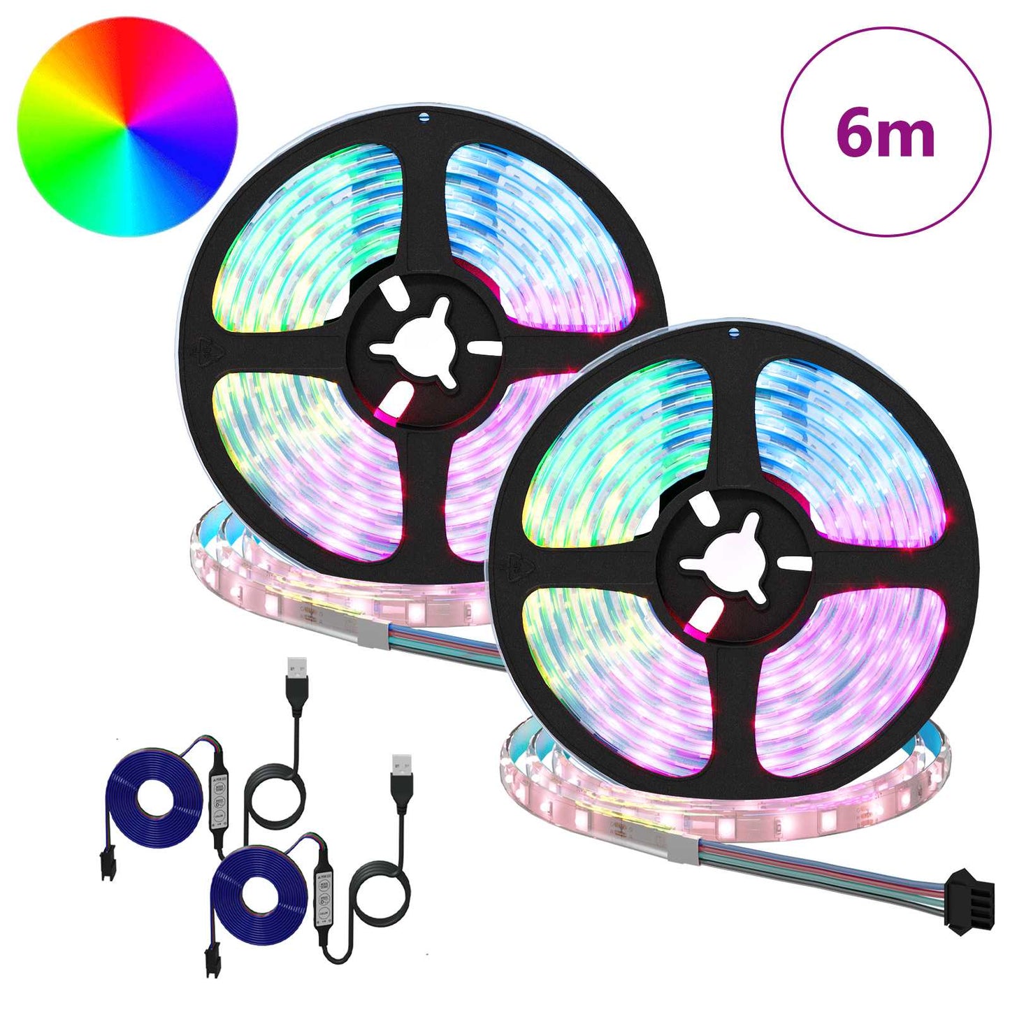 LED Strip 2 pcs Black and Transparent 3000 mm