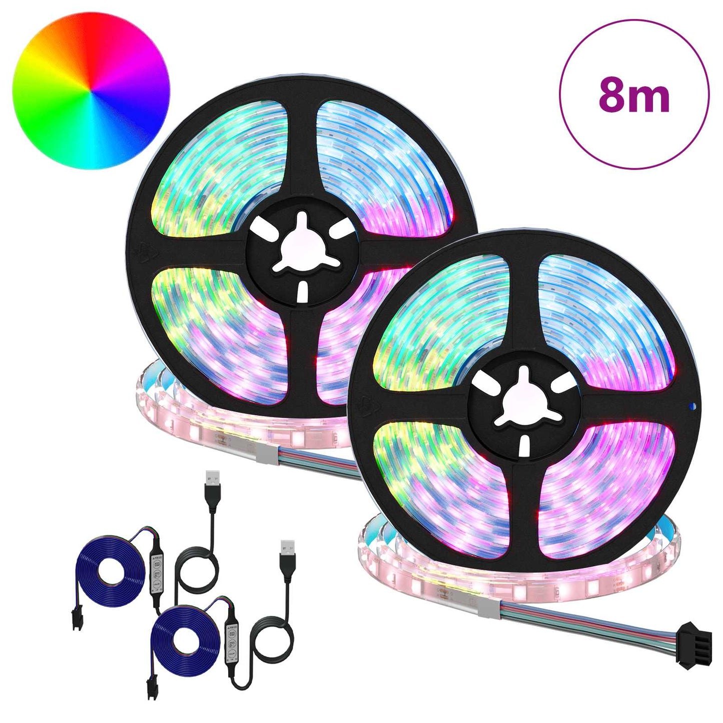 LED Strip 2 pcs Black and Transparent 4000 mm